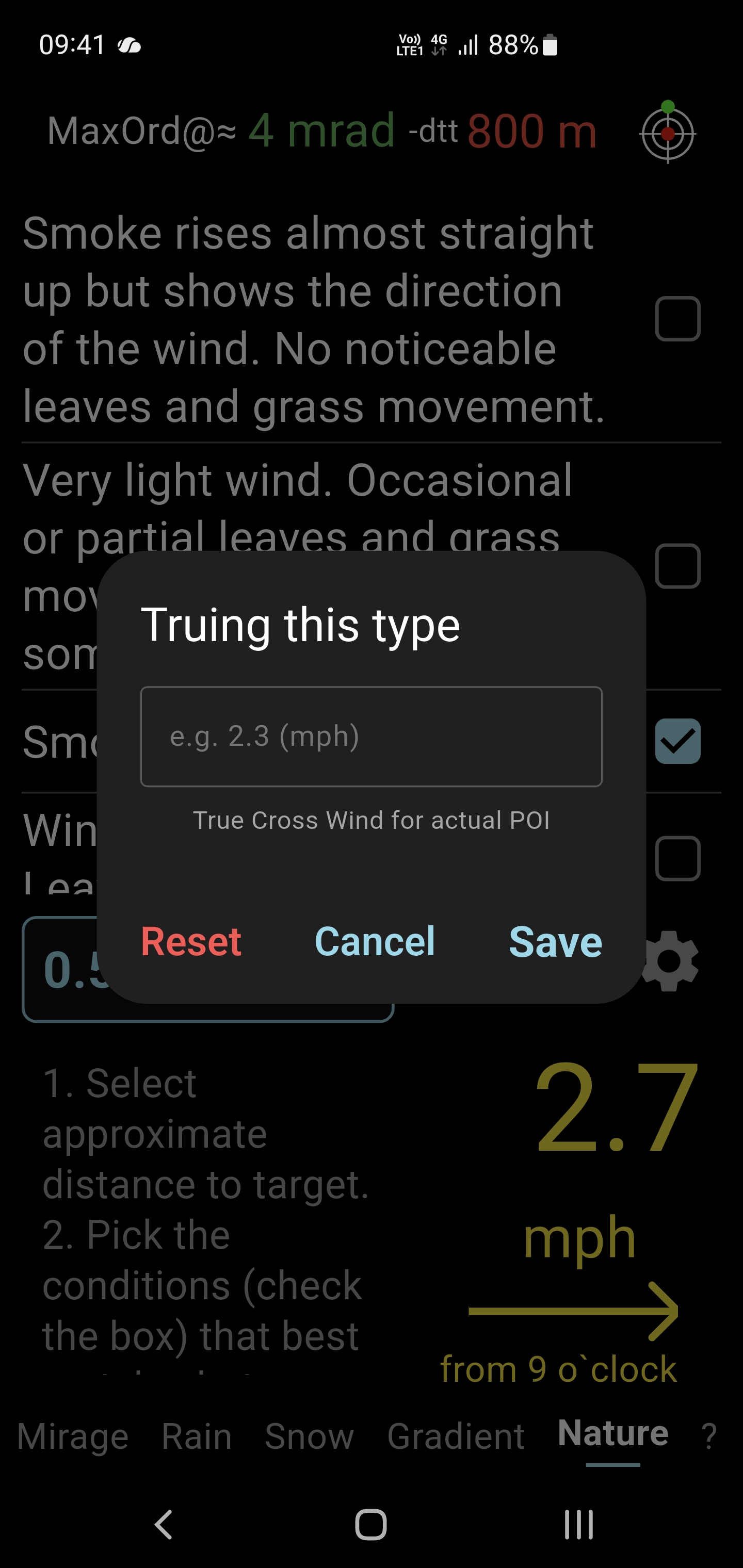 Wind Call — Truing is available app wise for precise first-round hits