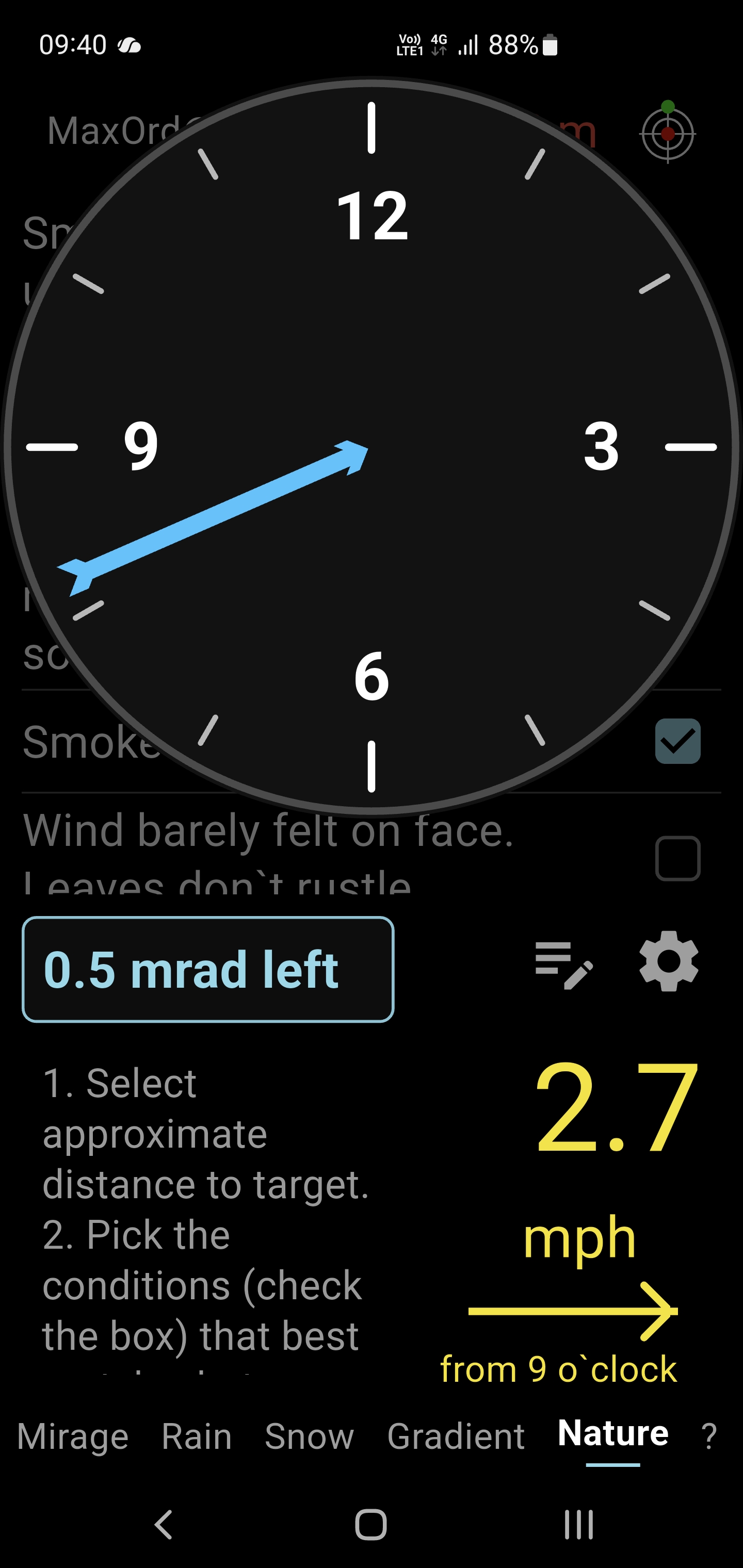 Wind Call — using Clock to estimate cross wind value